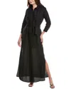 L Agence L'agence Cameron Long Linen-blend Shirtdress In Black