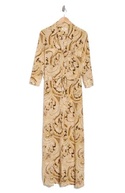 L Agence L'agence Cameron Long Sleeve Silk Shirtdress In Ivory Multi Boute Paisley