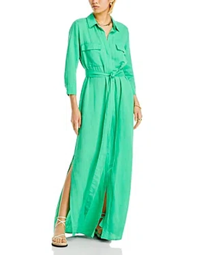 L Agence Cameron Linen-blend Shirt Dress In Island Green