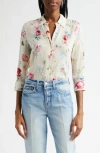 L Agence L'agence Camille Print Button-up Shirt In Ivory Multi Watercolor Floral