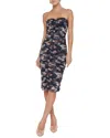 L'agence Caprice Midi Dress In Black Multi Vintage Oil Flower In Multi