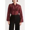 L Agence Carter Lace Blouse In Burgundy