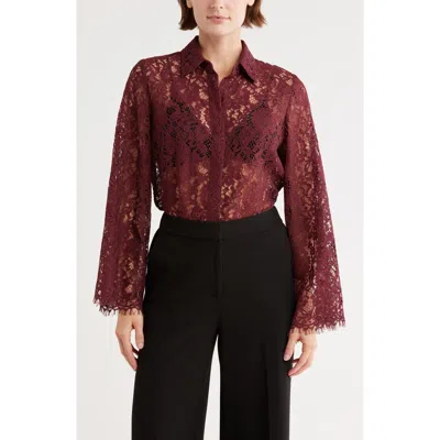 L AGENCE L'AGENCE CARTER LONG SLEEVE LACE CROP BUTTON-UP SHIRT