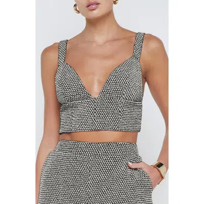 L Agence L'agence Castalia Cotton Blend Crop Top In Black/ivory/gold