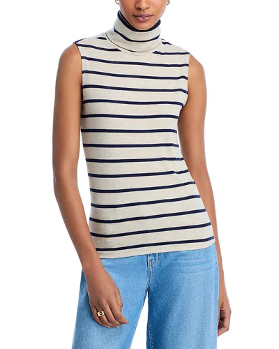 L Agence L'agence Ceci Stripe Sleeveless Turtleneck Top In White