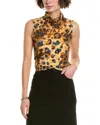 L Agence L'agence Ceci Watercolor Leopard Top In Brown