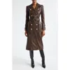 L'agence Celina Leather Trench Coat In Chocolate