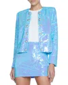 L Agence L'agence Cerise Collarless Jacket In Blue