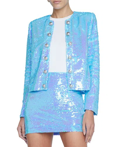 L Agence L'agence Cerise Collarless Jacket In Blue