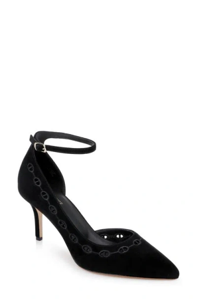 L Agence L'agence Cezanne Half D'orsay Ankle Strap Pump In Black Suede