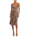 L Agence Chalia Leopard-print Silk Slip Dress In Brown