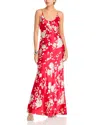 L Agence Charmaine U-neck Silk Gown In Red/ivory Ikebana