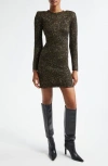 L Agence L'agence Cherry Sequin Long Sleeve Body-con Minidress In Black/gold Sequin