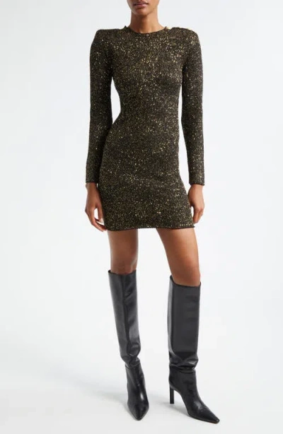 L Agence L'agence Cherry Sequin Long Sleeve Body-con Minidress In Black/gold Sequin