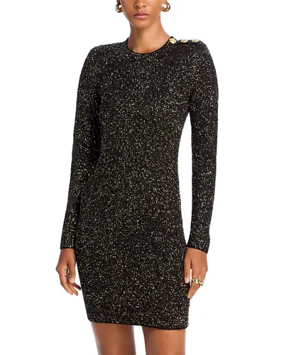 L Agence Cherry Sequined Long-sleeve Mini Dress In Black/gold