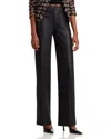 L Agence L'agence Clayton High Rise Wide Leg Jeans In Noir Coated In Noir Coated