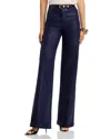 L Agence L'agence Clayton High Rise Wide Leg Jeans In Noir Coated In Blue