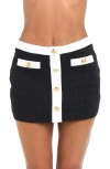 L Agence Coco Colorblock Chic Mini Skirt In Black