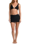 L Agence L'agence Coco Ruched Mini Skirt Swim Cover-up In Black