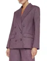 L Agence L'agence Colin Double Breasted Wool Blazer In Purple