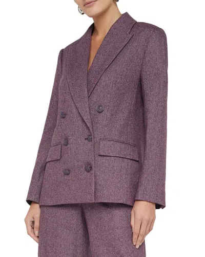 L Agence L'agence Colin Double Breasted Wool Blazer In Purple