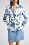 L Agence Painterly Floral Colin Double-breasted Blazer In Multi