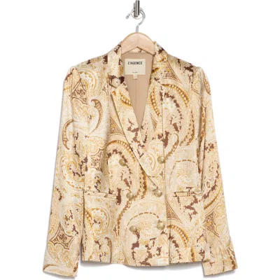 L Agence L'agence Colin Paisley Double Breasted Blazer In Ivory Multi Boute Paisley