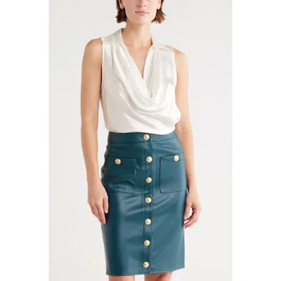 L Agence L'agence Colter Sleeveless Cowl Neck Satin Top In White