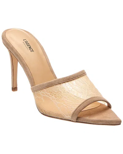 L Agence L'agence Corinne Lace & Suede Mule In Brown