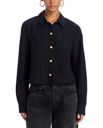 L Agence L'agence Cosette High Low Shirt In Black Gold