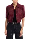 L Agence Cove Cropped Tweed Jacket In Red