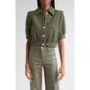 L Agence L'agence Cove Short Sleeve Tweed Crop Jacket In Green