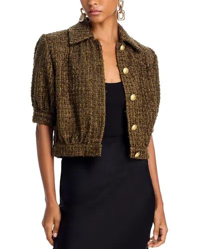 L Agence Cove Cropped Tweed Jacket In Pine