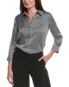 L Agence L'agence Dani 3/4-sleeve Silk Blouse In Gray