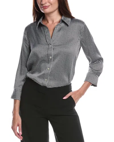 L Agence L'agence Dani 3/4-sleeve Silk Blouse In Gray