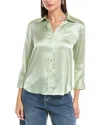 L'agence Dani 3/4 Sleeve Silk Blouse In Green