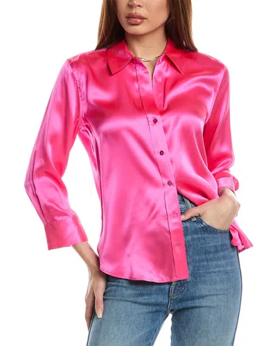 L Agence L'agence Dani 3/4 Sleeve Silk Blouse In Pink