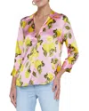 L Agence Dani Lemon Print Silk Blouse