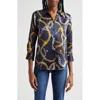 L'agence Dani Chain Print Silk Button-up Shirt In Midnight Multi Classic Chain