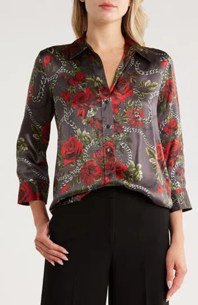 L Agence L'agence Dani Floral Button-up Silk Shirt In Multi