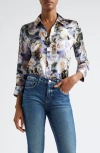 L Agence Dani Silk Blouse In Multi Distressed Floral
