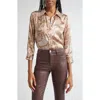 L'agence Dani Silk Button-front Blouse In Brown