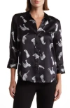 L Agence L'agence Dani Leopard Print Silk Button-up Shirt In Black/ivory Leopards