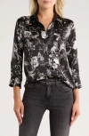 L Agence L'agence Dani Print Three-quarter Sleeve Silk Button-up Shirt