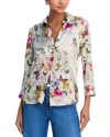L Agence Dani Silk Charonda Butterfly Blouse In Vintage White Multi In Vintage White Butterlfy