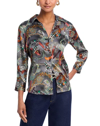 L Agence L'agence Dani Silk Blouse In Gray