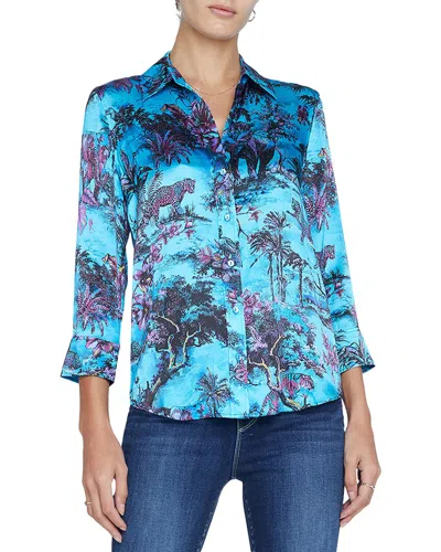 L Agence L'agence Dani Silk Blouse In Blue