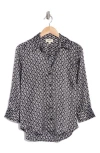 L Agence L'agence Dani 3/4-sleeve Silk Blouse In Black/ivory