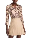 L Agence Dani Multi Chain Printed Silk Blouse In Almond Brown