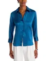 L Agence L'agence Dani Silk Charmeuse Blouse In Blue